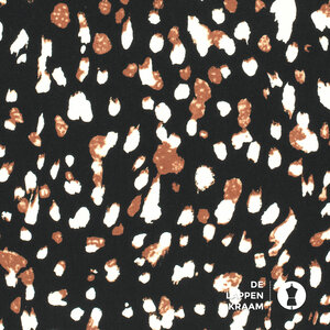  Viscose twill zwart met dessin van stippen