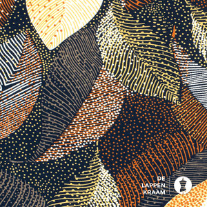 Viscose tricot met abstracte bladprint bruintinten