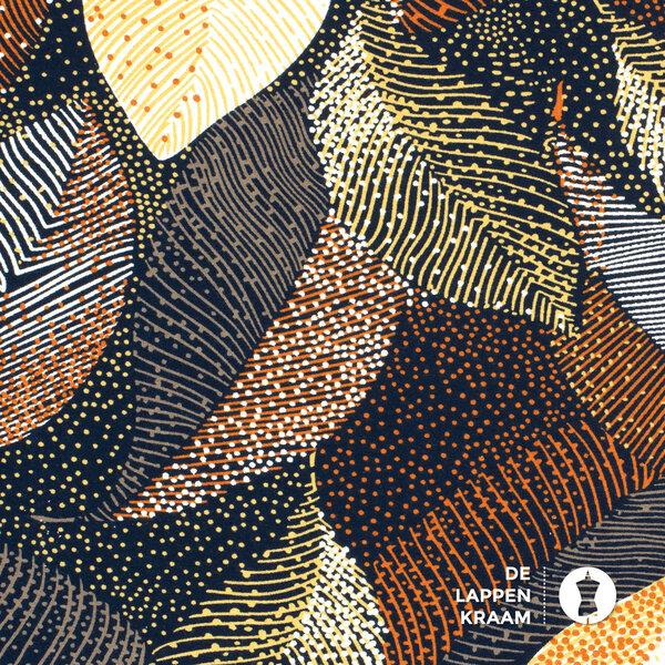 Viscose tricot stof met abstracte bladprint bruintinten