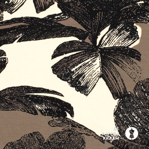 Punta di Roma met grote bladprint roomwit en taupe