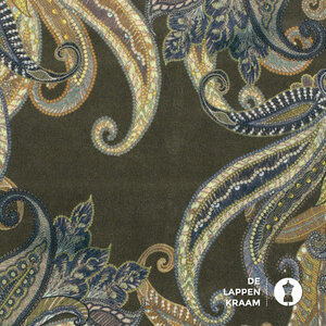 Scuba suede met paisleydessin kaki