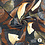 Viscose tricot stof met abstracte bladprint bruintinten