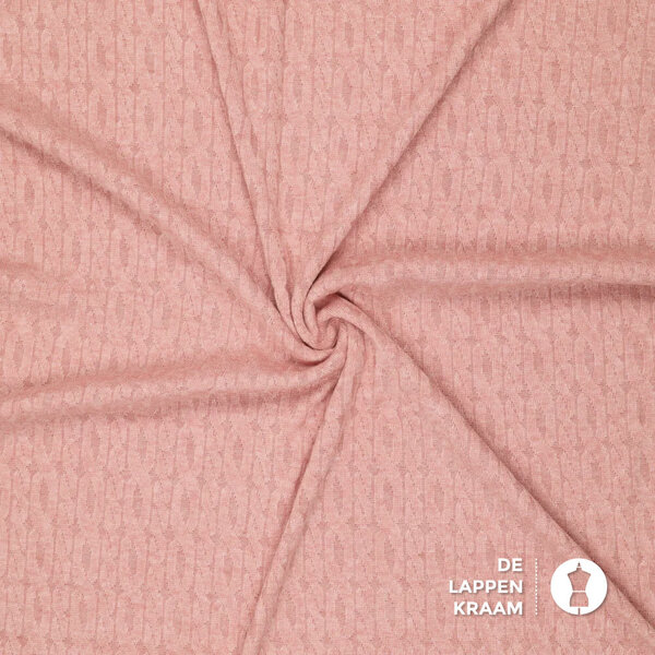 Angora gebreide stof met kabel koraal