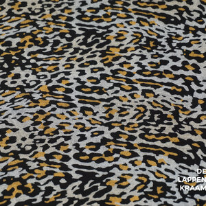 Coupon 727 Punta grijs met geel dierenprintje 170 x 150 cm
