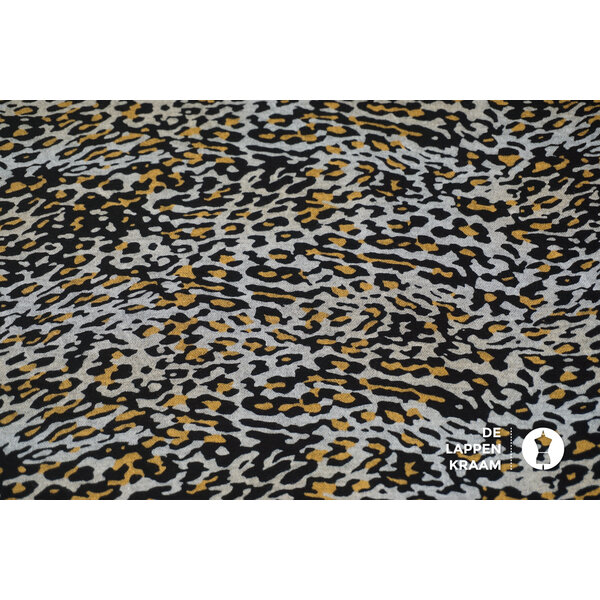 Coupon 39 Punta grijs met geel dierenprintje 170 x 150 cm