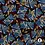 Coupon 36 Punta abstract blauw rood met blaadjes 170 x 150 cm