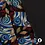Coupon 36 Punta abstract blauw rood met blaadjes 170 x 150 cm