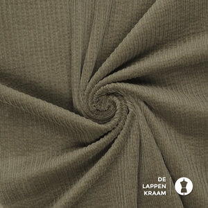  Hoog-Laag gewassen ribfluweel kaki