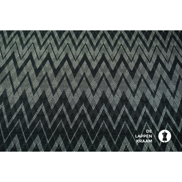 SALE Gebreide stof  met zigzagmotief zwart-goud