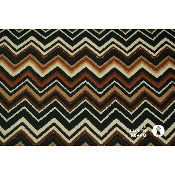 SALE Travelstof met zigzagprint in bruin en zwart