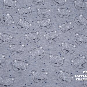  Fleecejogging jeansblauw gemeleerd met beertjes