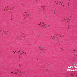  Fleecejogging roze gemeleerd met folie blaasbloemen