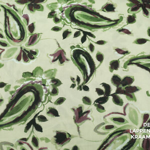  Viscose in mintgroen met bloemmotief