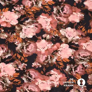 Viscose tricot met grote bloemen oudroze