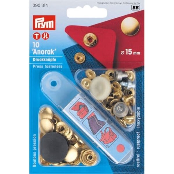 Prym Drukknoop 15mm goud pak van 10 stuks