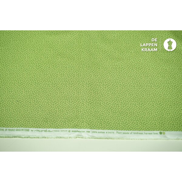 Japans quiltkatoen lime met blaadjes