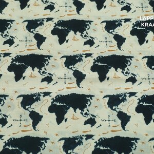  Japans quiltkatoen ecru met werelddelen