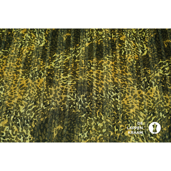 Chiffon met lurex lime met vlekjes