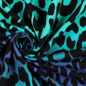  French Terry met panterprint in blauwtinten