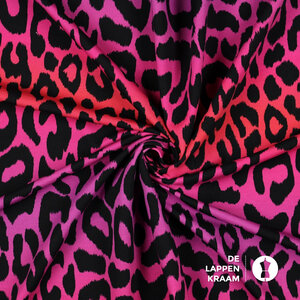  French Terry met panterprint in rozetinten