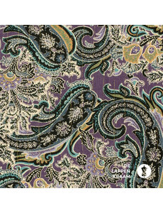  Viscose stof met paisleyprint en lurex paars