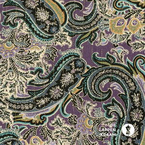  Viscose stof met paisleyprint en lurex paars