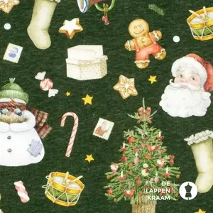  Brushed jogging met kerstdessin groen