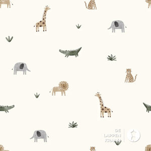  Waterafstotende stof ecru met diertjes