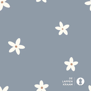  Waterafstotende stof lichtblauw met bloemetjes