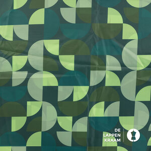 Stof voor regenponcho grafisch dessin groen