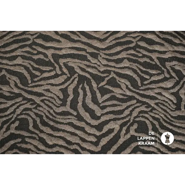 SALE Gebreide stof in zebrastrepen bruin