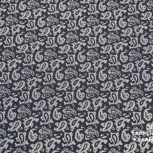  Overhemdstof donkerblauw met paisley