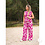 Polyester stretchstof in cyclaam en off-white