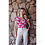 Polyester stretchstof in cyclaam en off-white