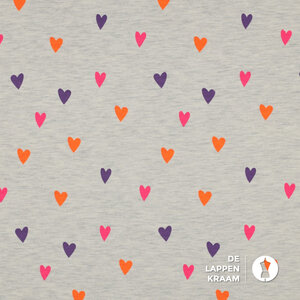 Tricot melange met dessin van neonhartjes