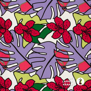 *** Linnenmix met tropische print in lila lime en roze