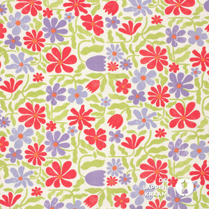 *** Linnenmix gebloemd in lila , roze en lime