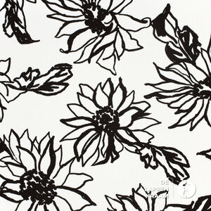*** Linnenmix in wit met zwarte bloemtekening