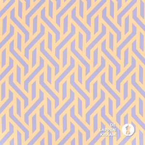*** Keperstretch met abstracte print zalm-lila