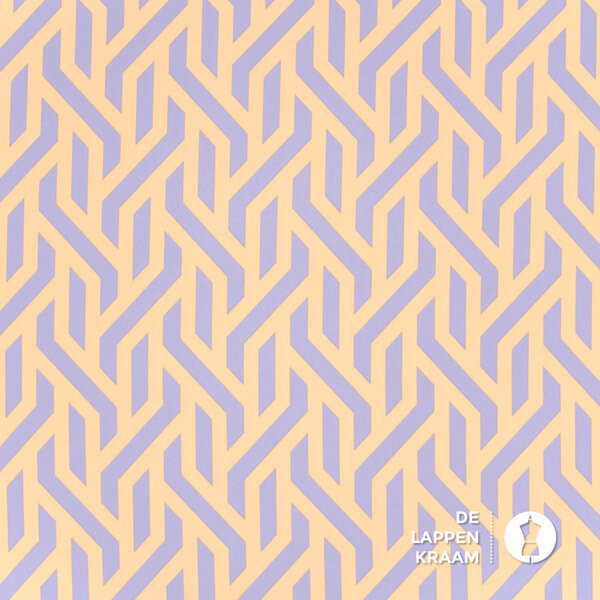 Keperstretch met abstracte print zalm-lila