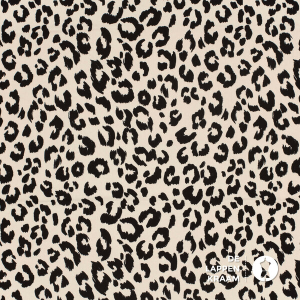 Keper stretchstof met panterprint in beige/zwart