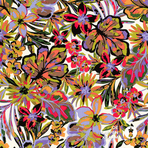 *** Viscose satijn met bloemenprint