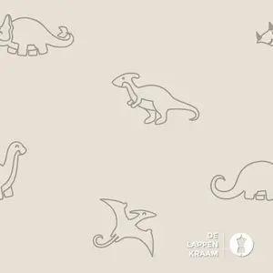  Beige stretch badstof met dinos