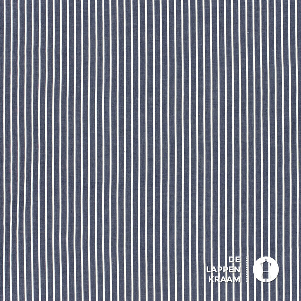 Chambray denim donkerblauw met witte verticale streep