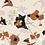 Linnenmix naturel met rustige bloemenprint in bruin grijs en roze