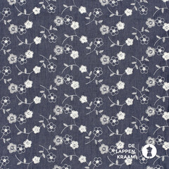  Chambray donkerblauw met ecru borduur