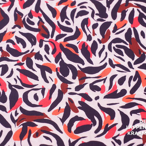  Viscose wit met donkerblauwe en roze vegen