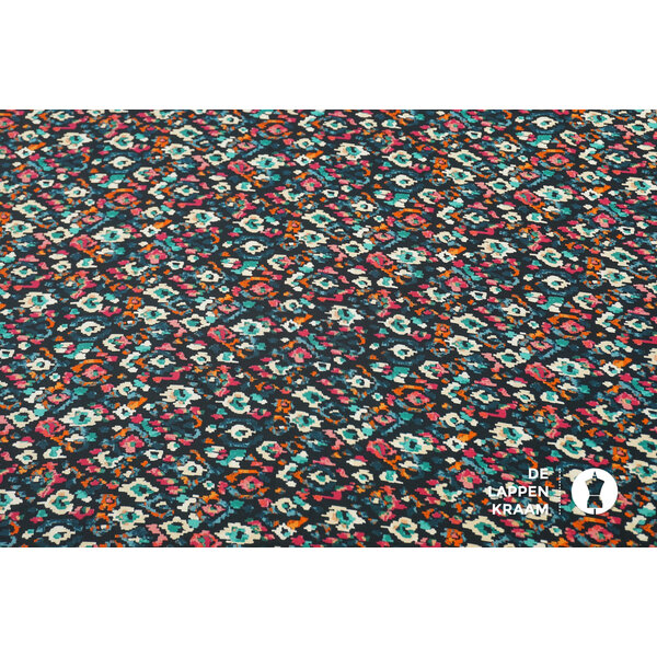 Viscose twill stof met dubbelzijdige rand donkerblauw
