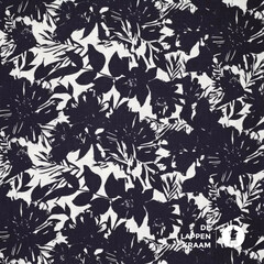  Linnenmix marine stijl met dessin van blaadjes