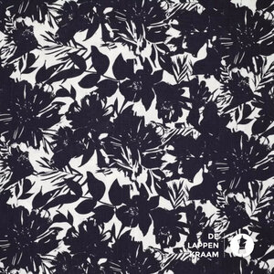  Linnenmix marine stijl met dessin van blaadjes